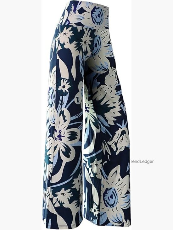 Pants - Wide Leg Flowy Pants High Waisted Casual Palazzo